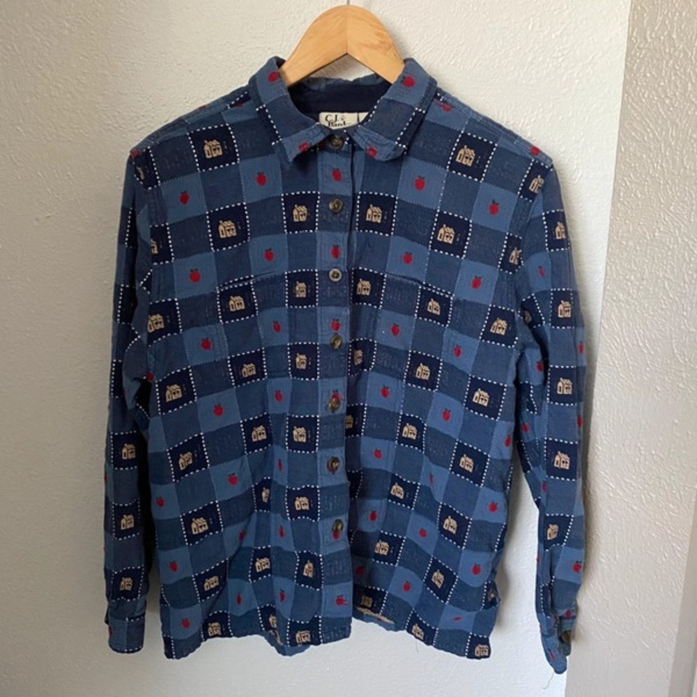 Christopher & Banks Lightweight Blue and Red Shirt Jacket